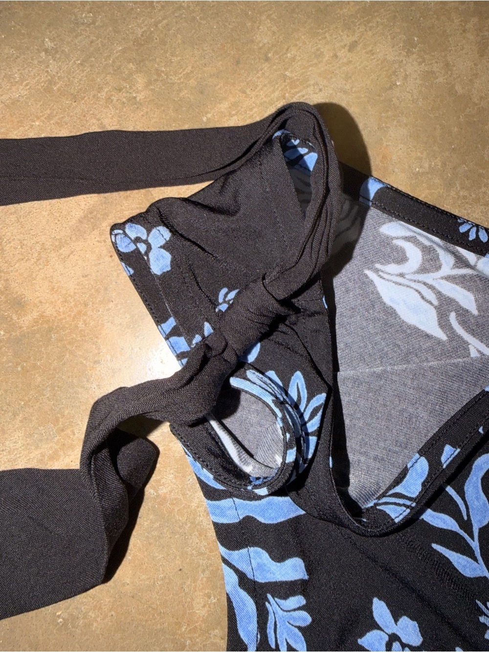 Cato Floral Tie Shoulder Tank Top NWT Black Blue Sleeveless Large - Picture 4 of 10